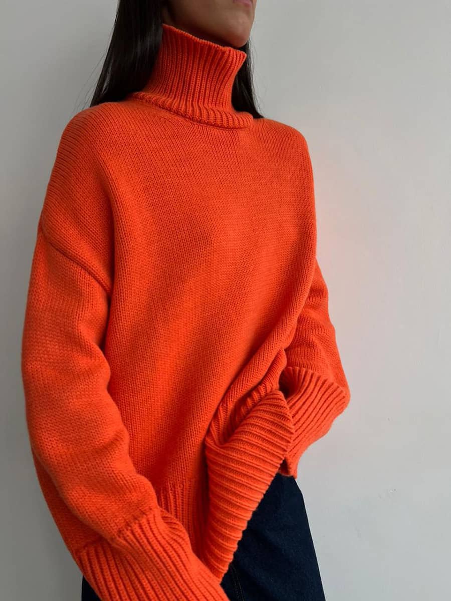 Casual half turtleneck solid color sweater