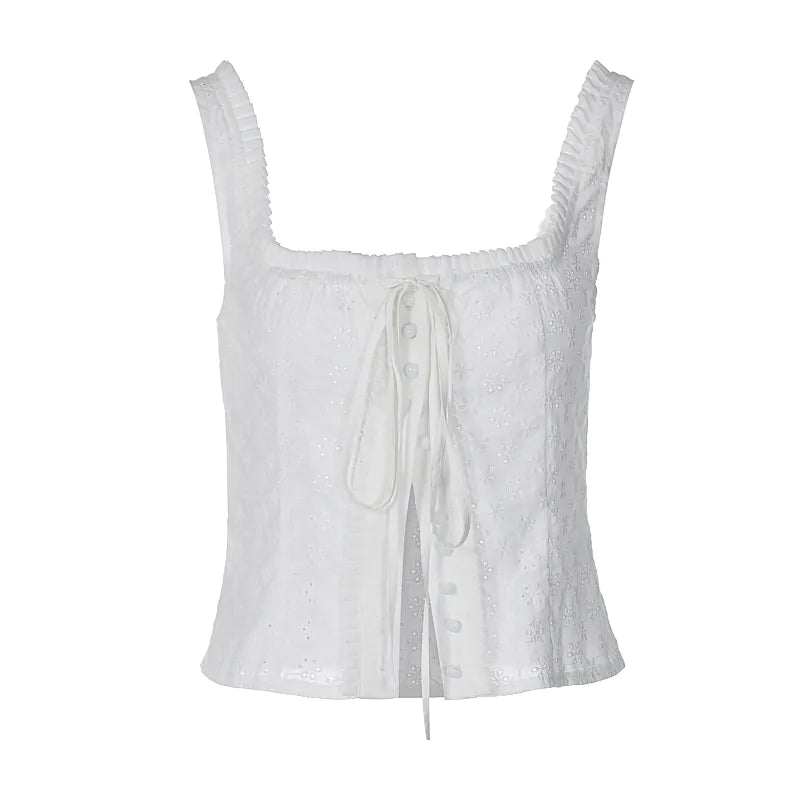 Sling Lace Top Slim Drawstring T-shirt