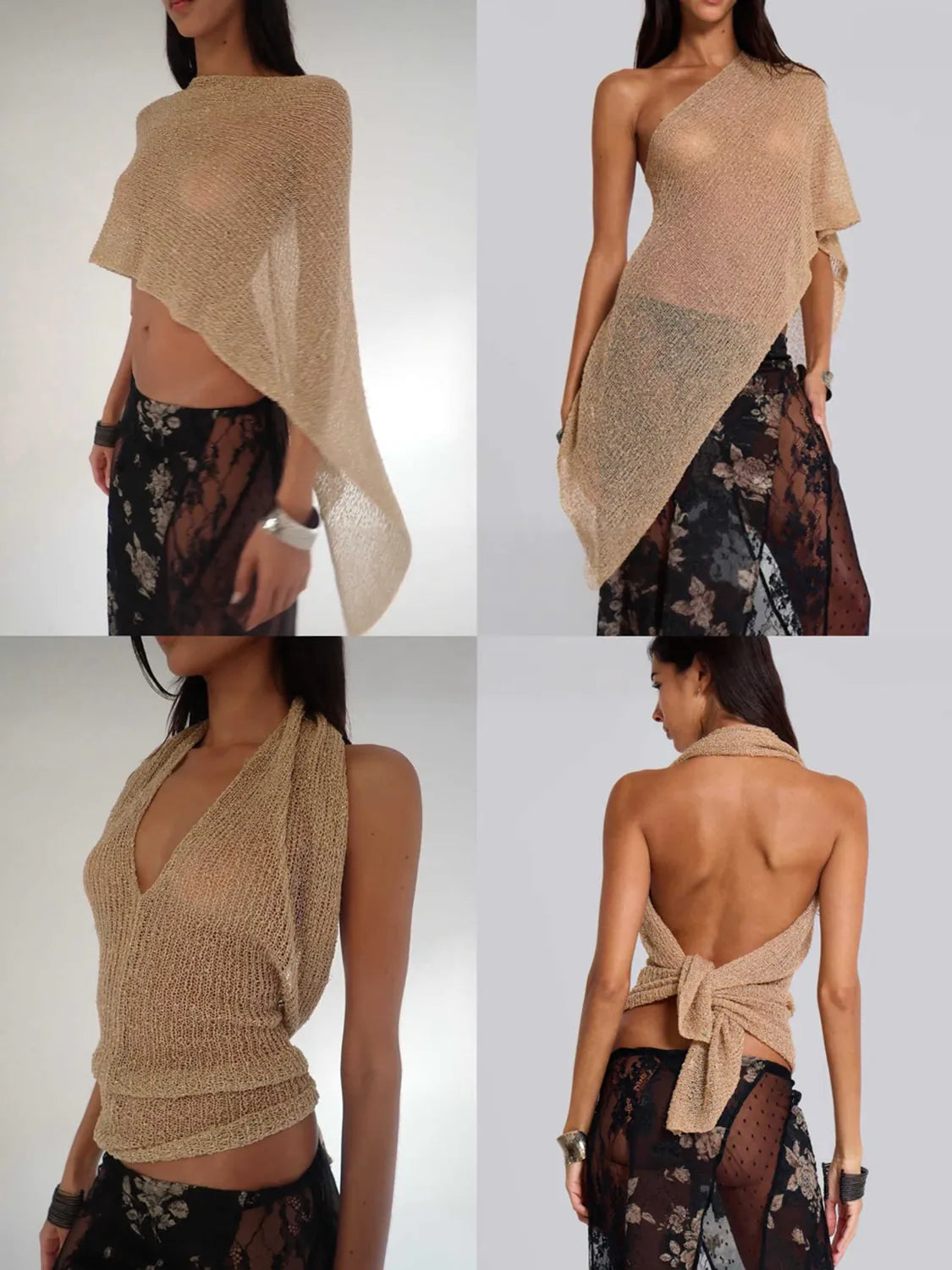 Halter Neck Shawl Top with Multiple Wear Options