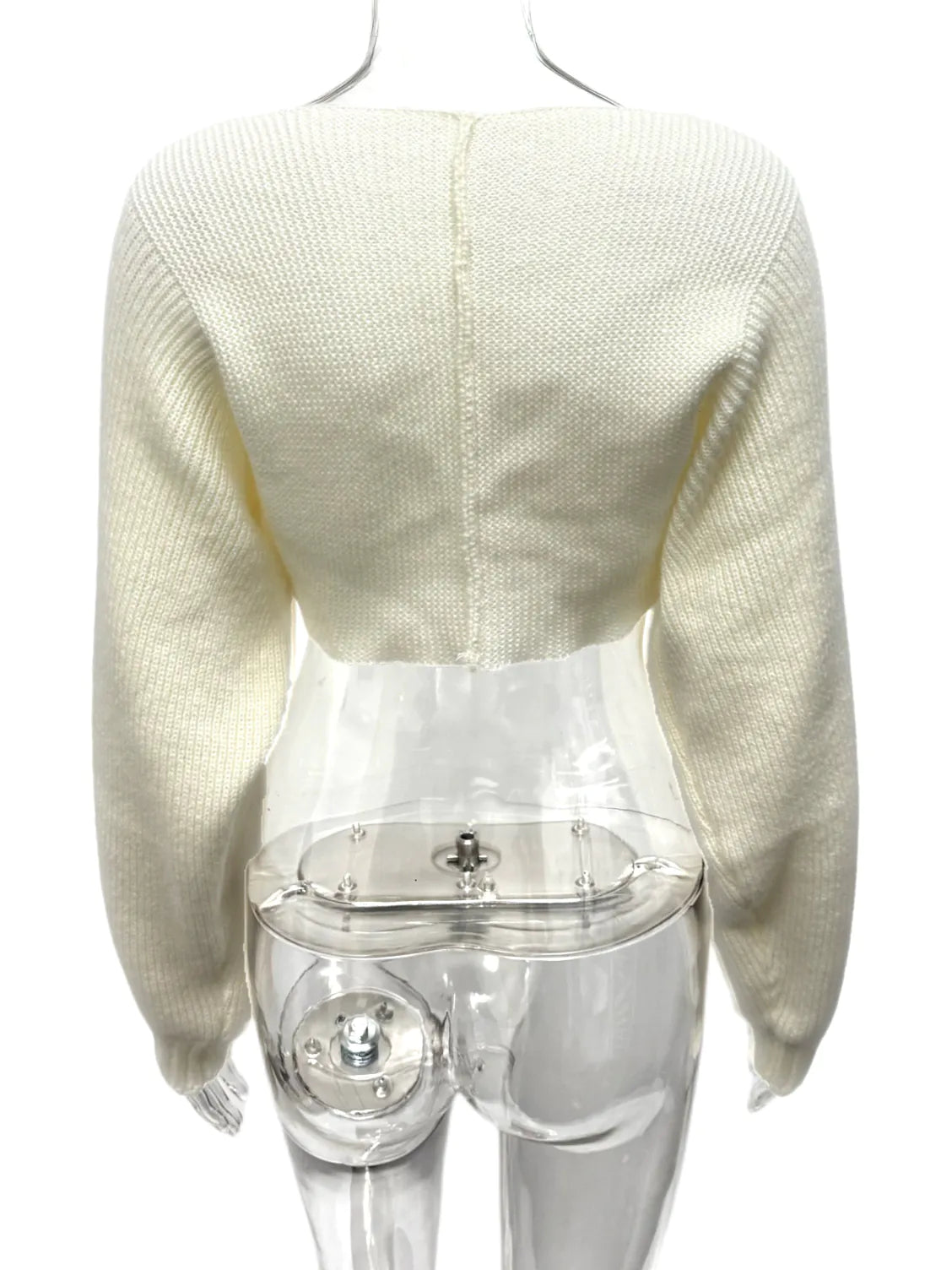 V-neck navel-baring short knitted sweater