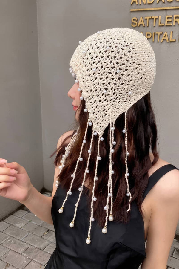 Handmade pearl tassel hollow cap