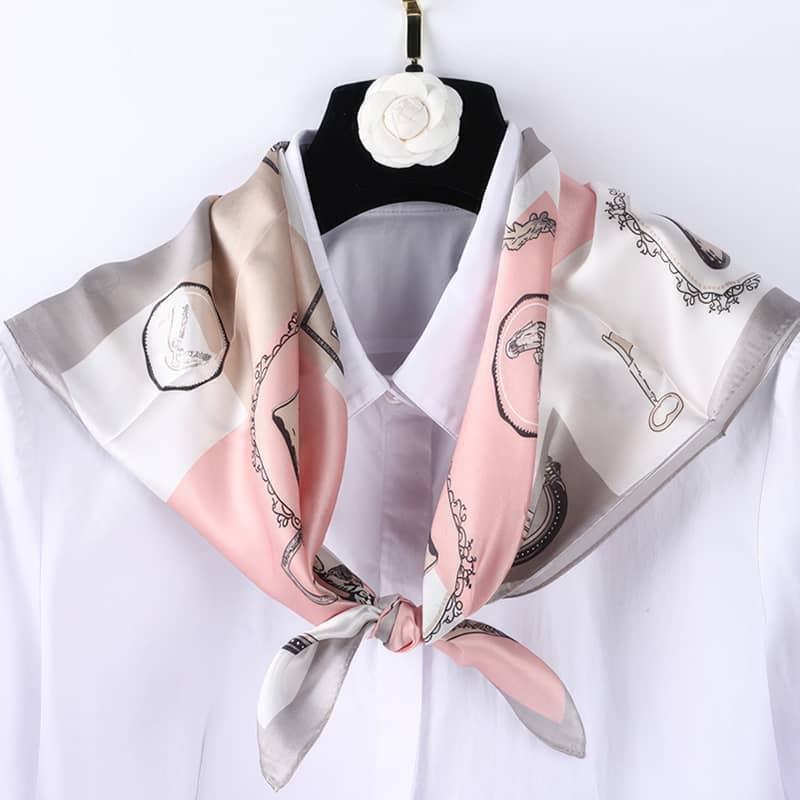 OL style silk square scarf mulberry silk - 65cm
