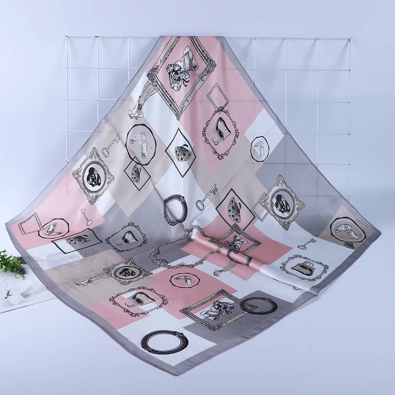 OL style silk square scarf mulberry silk - 65cm