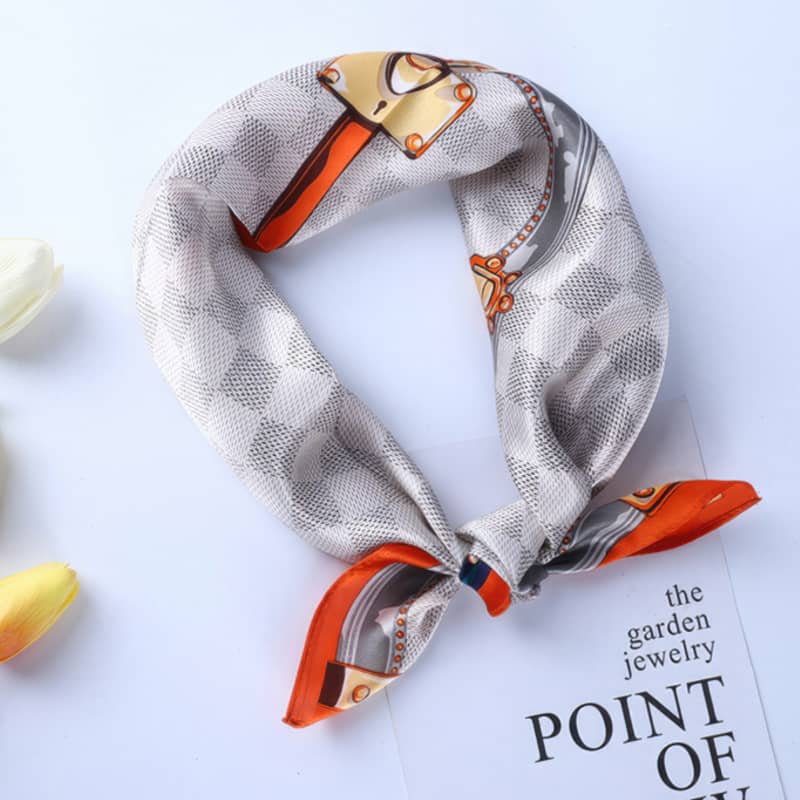 OL style silk square scarf mulberry silk - 65cm