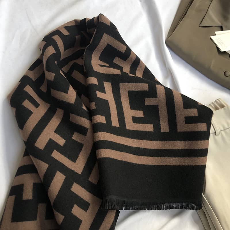 Double-sided ET imitation cashmere scarf letter warm shawl - L180cm