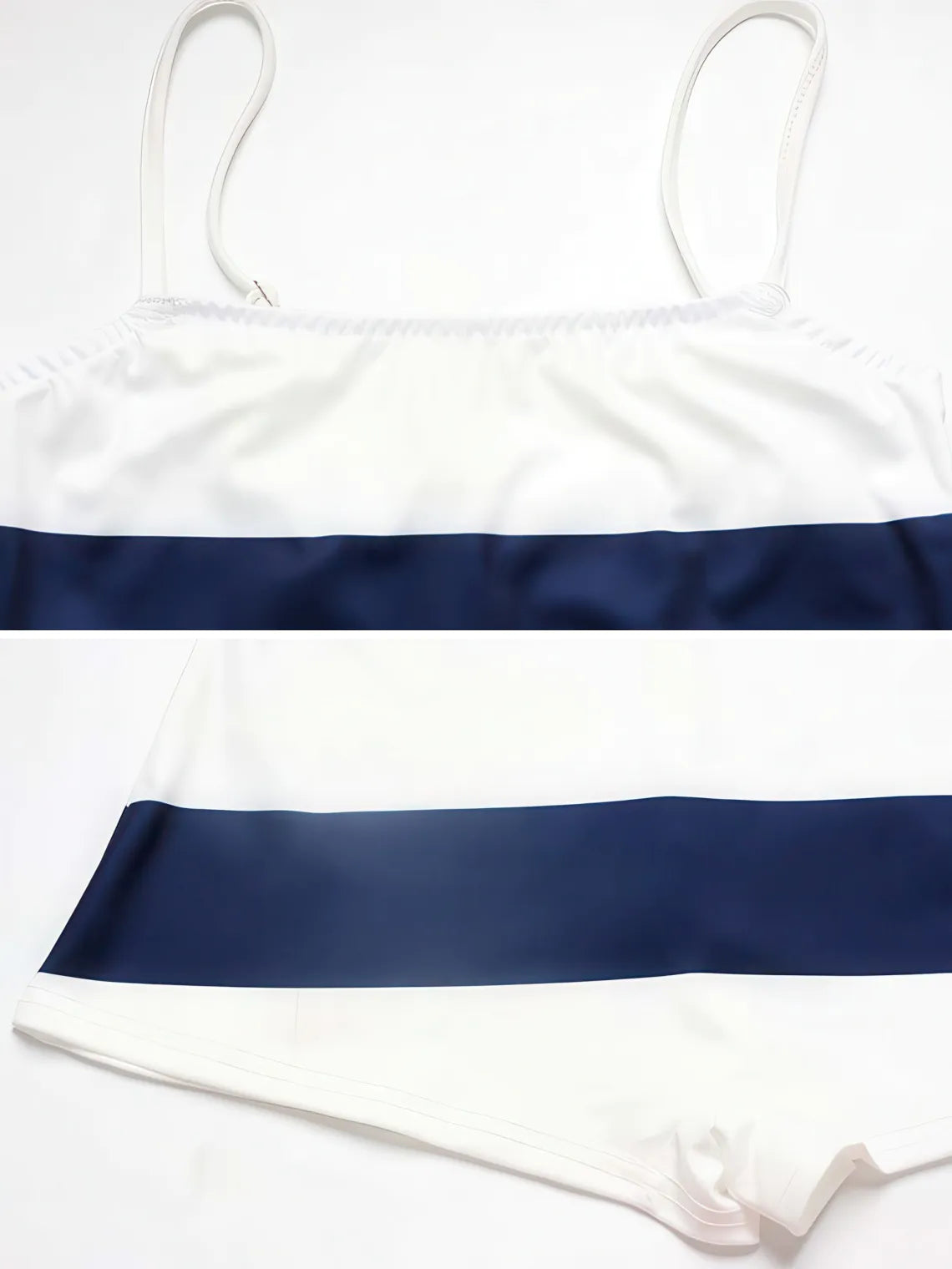White tank top with navy blue stripes on a white background | IFAUN