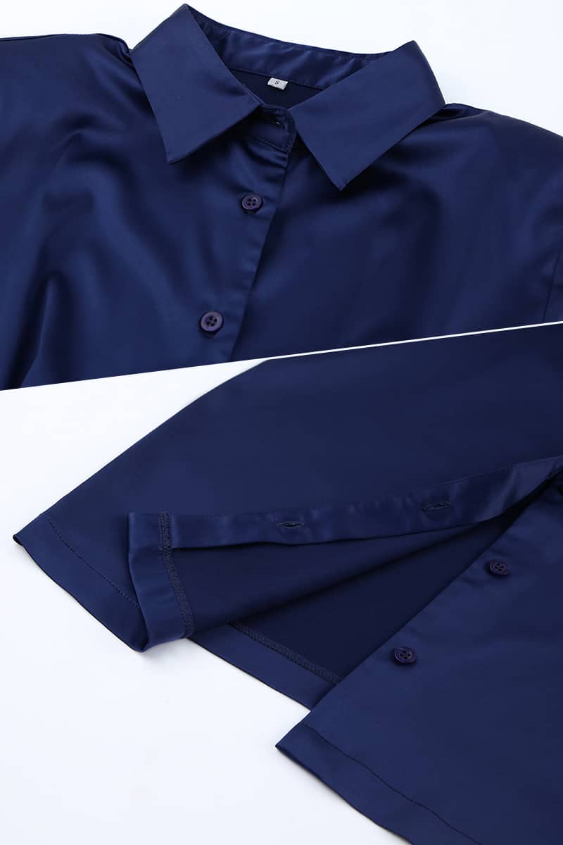 Solid Color Long Sleeve Shirt Dress