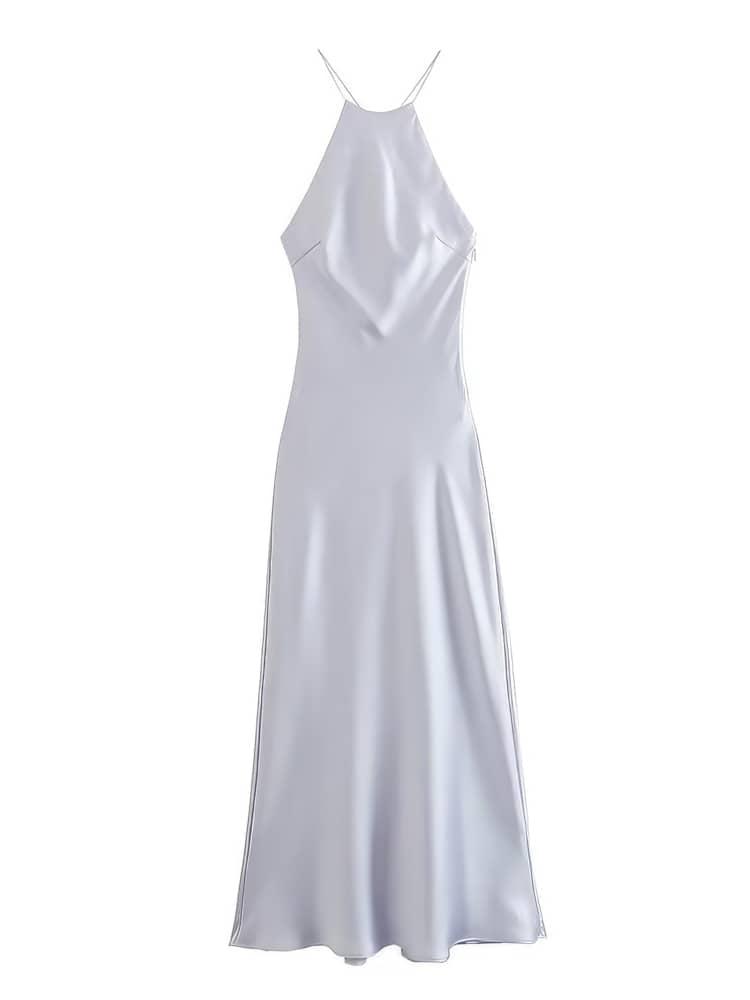 Solid color satin slip dress