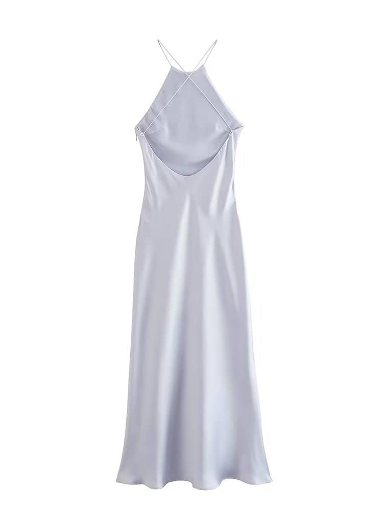 Solid color satin slip dress