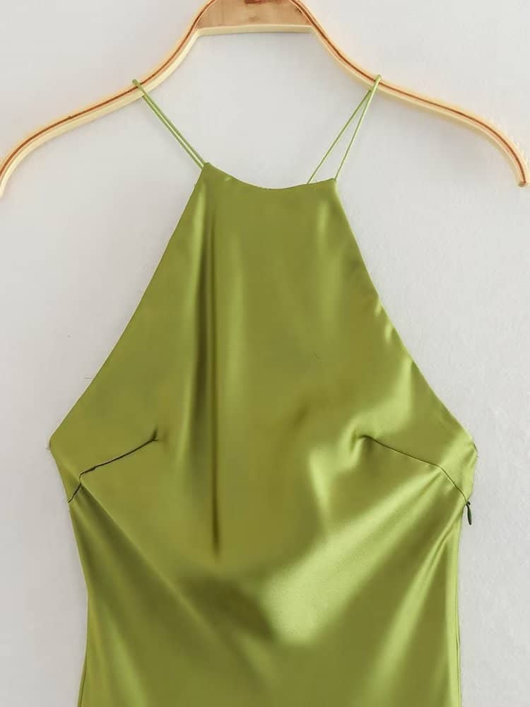 Solid color satin slip dress