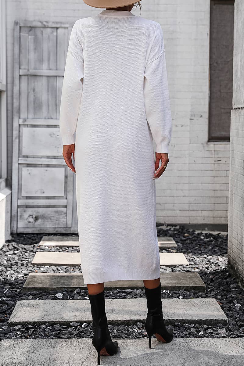 Solid Color Knitted Sweater Dress
