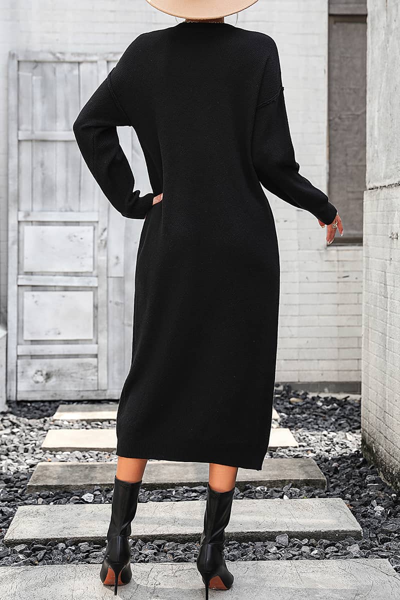 Solid Color Knitted Sweater Dress