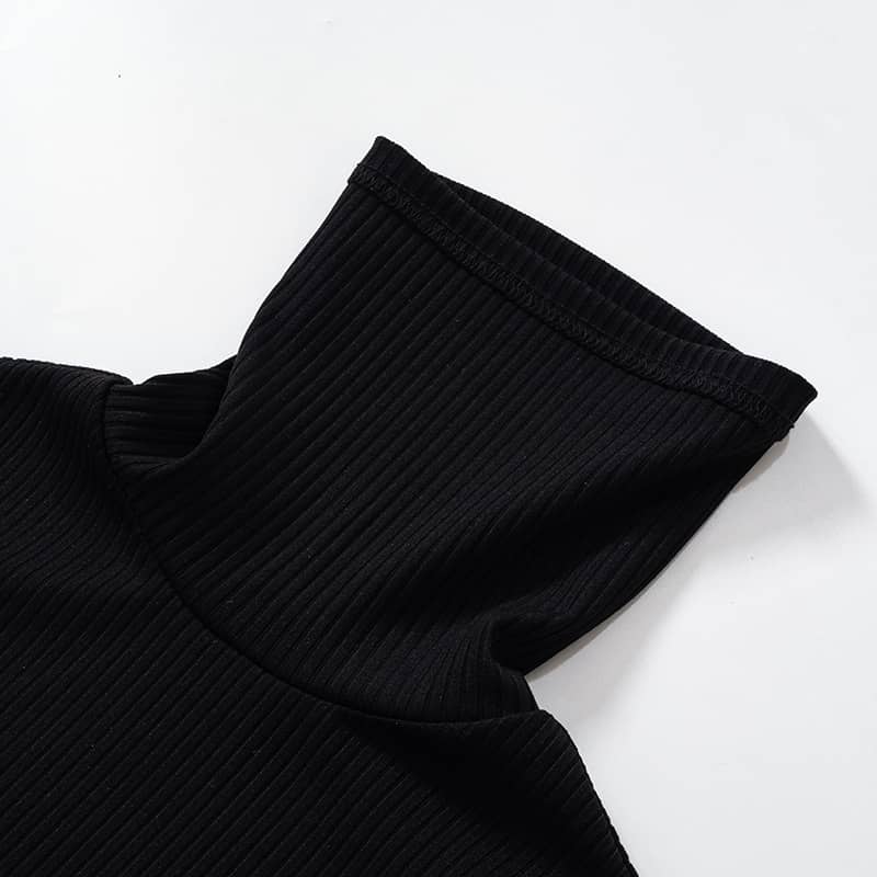 Black half turtleneck long sleeve slim fit sweater dress