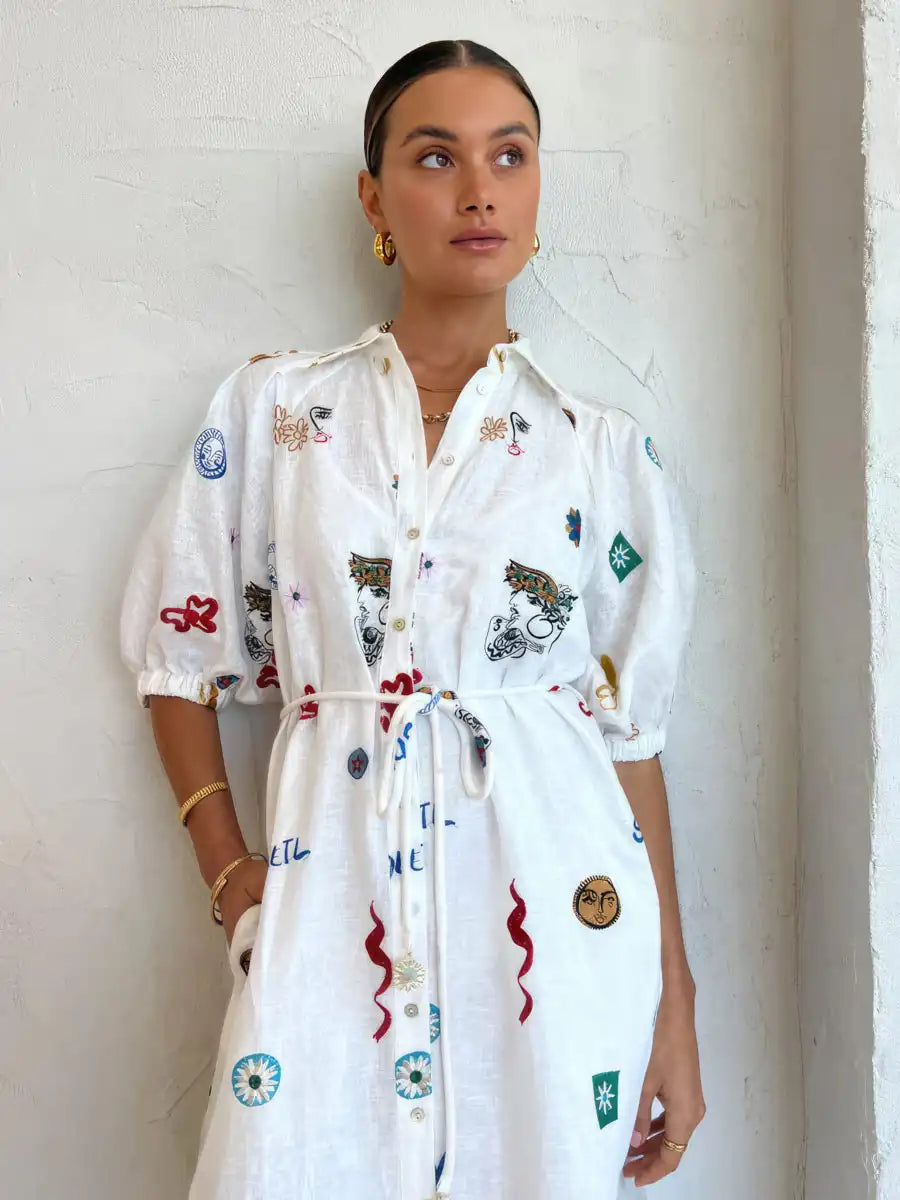 Printed cardigan dress