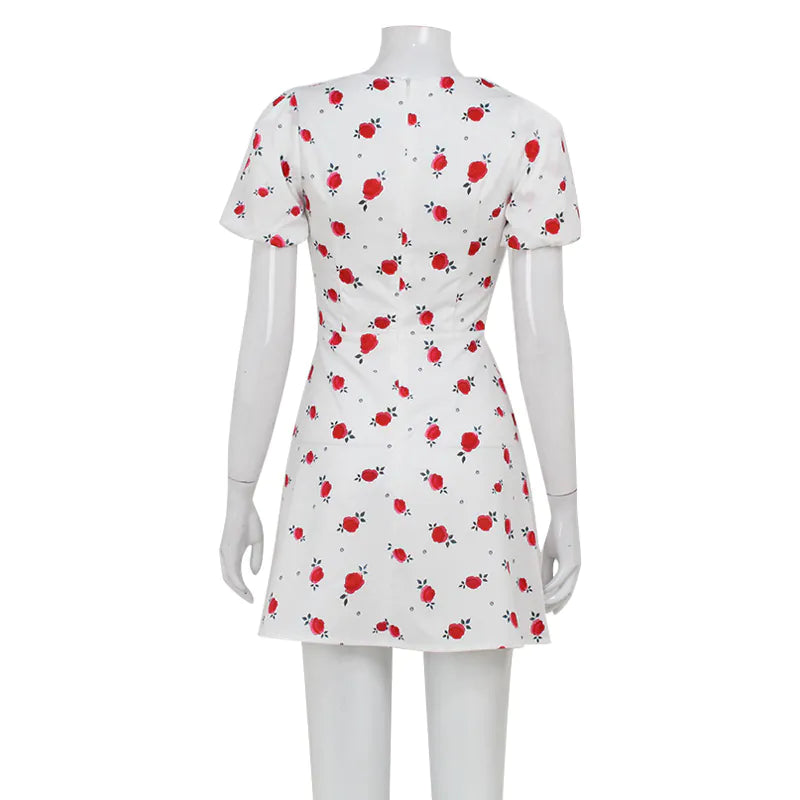Puff Sleeve Floral Short Dress