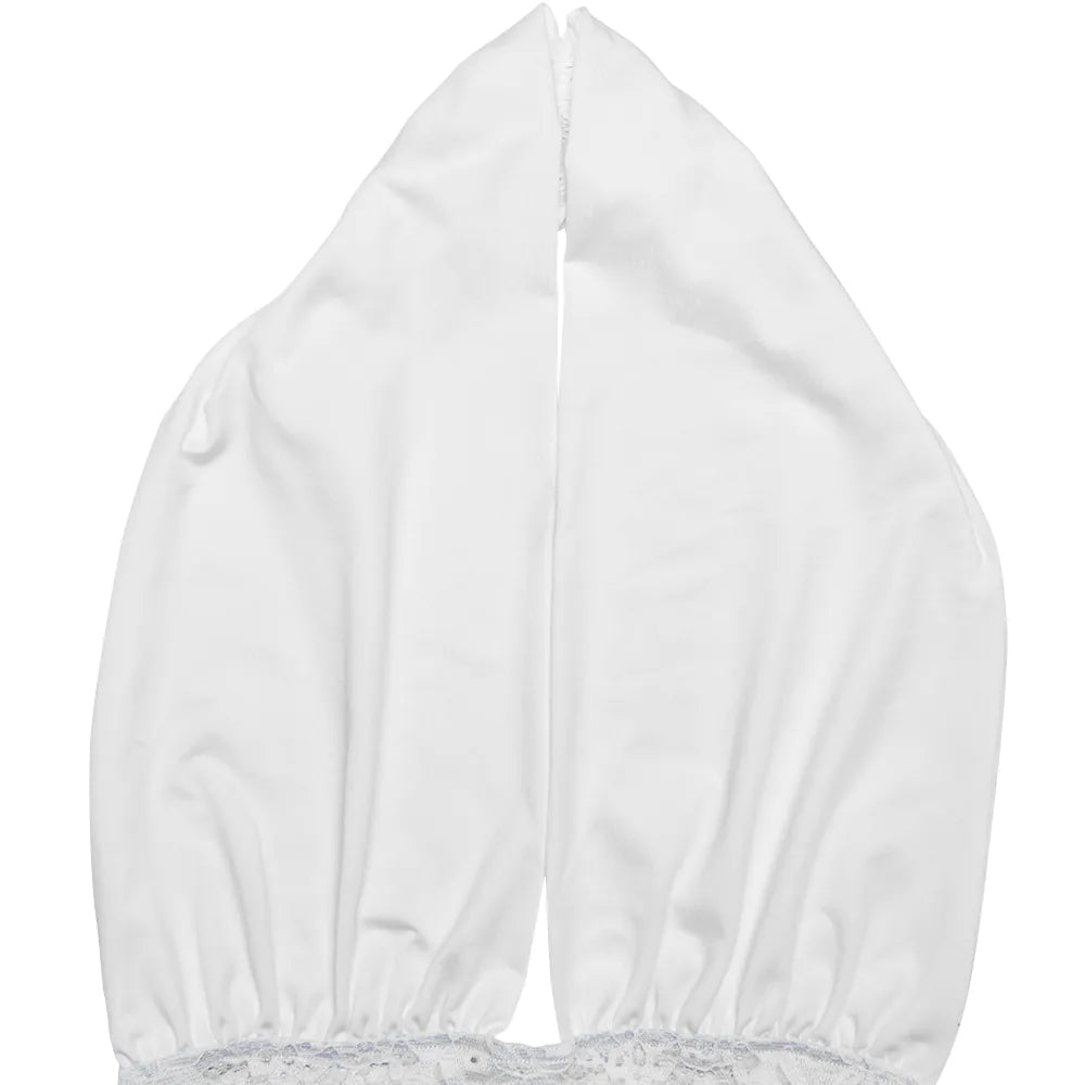 V-neck lace patchwork halter neck ribbon hip dress