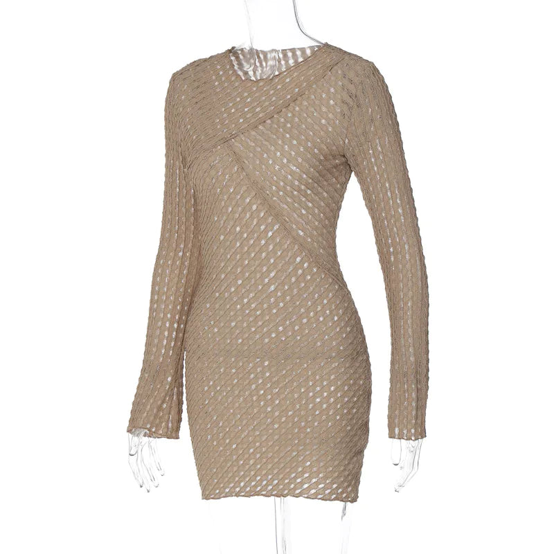 Long Sleeve Hip-wrapped Short Dress