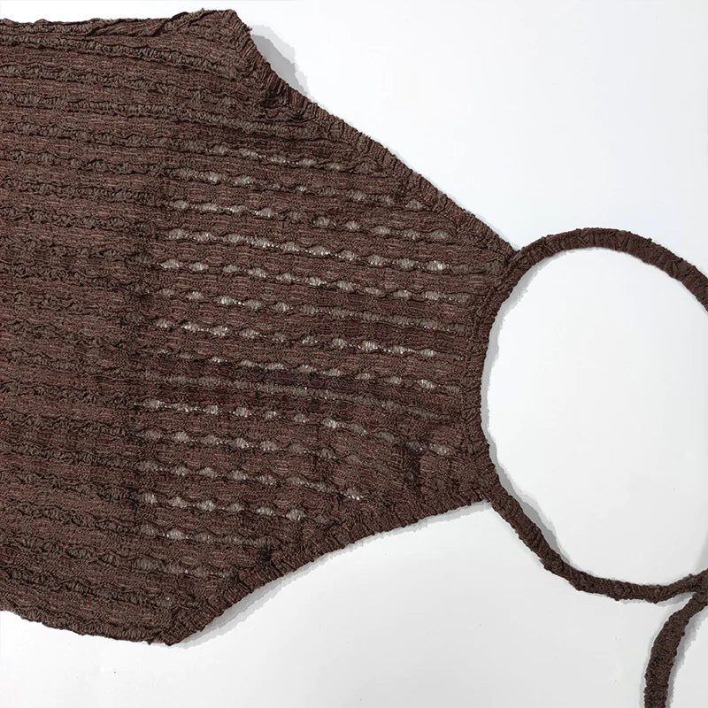 Halter Neck Knit Sleeveless Backless Dress