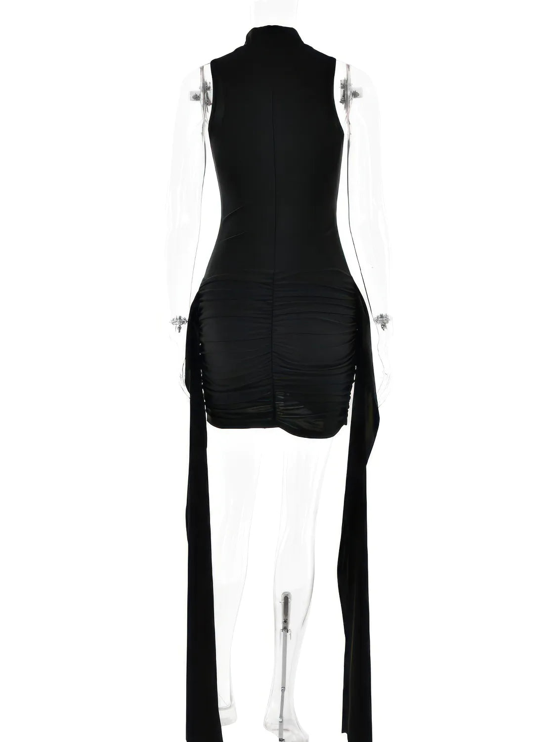 Black sleeveless dress on a mannequin against a white background  #Color_Black