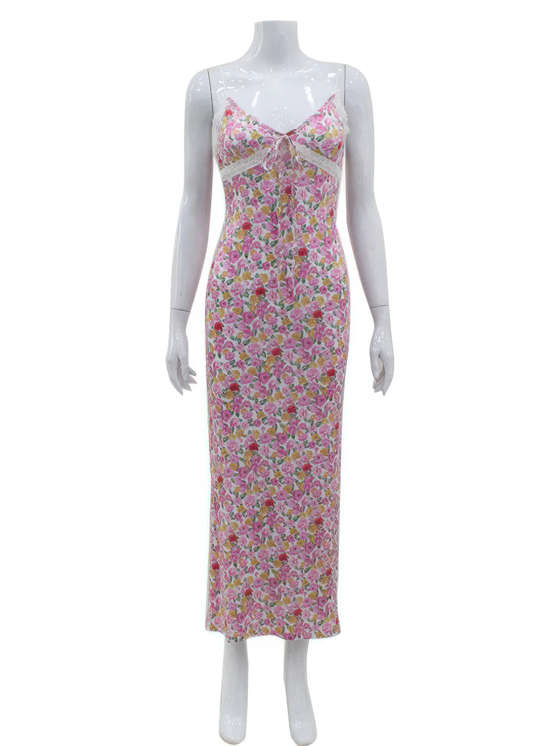 Floral dress on a mannequin against a white background | IFAUN