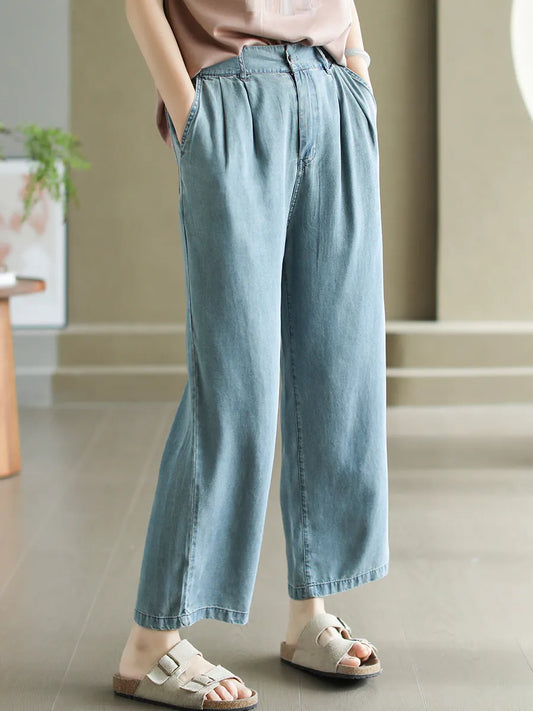 Solid Color Cool Straight Jeans for Women