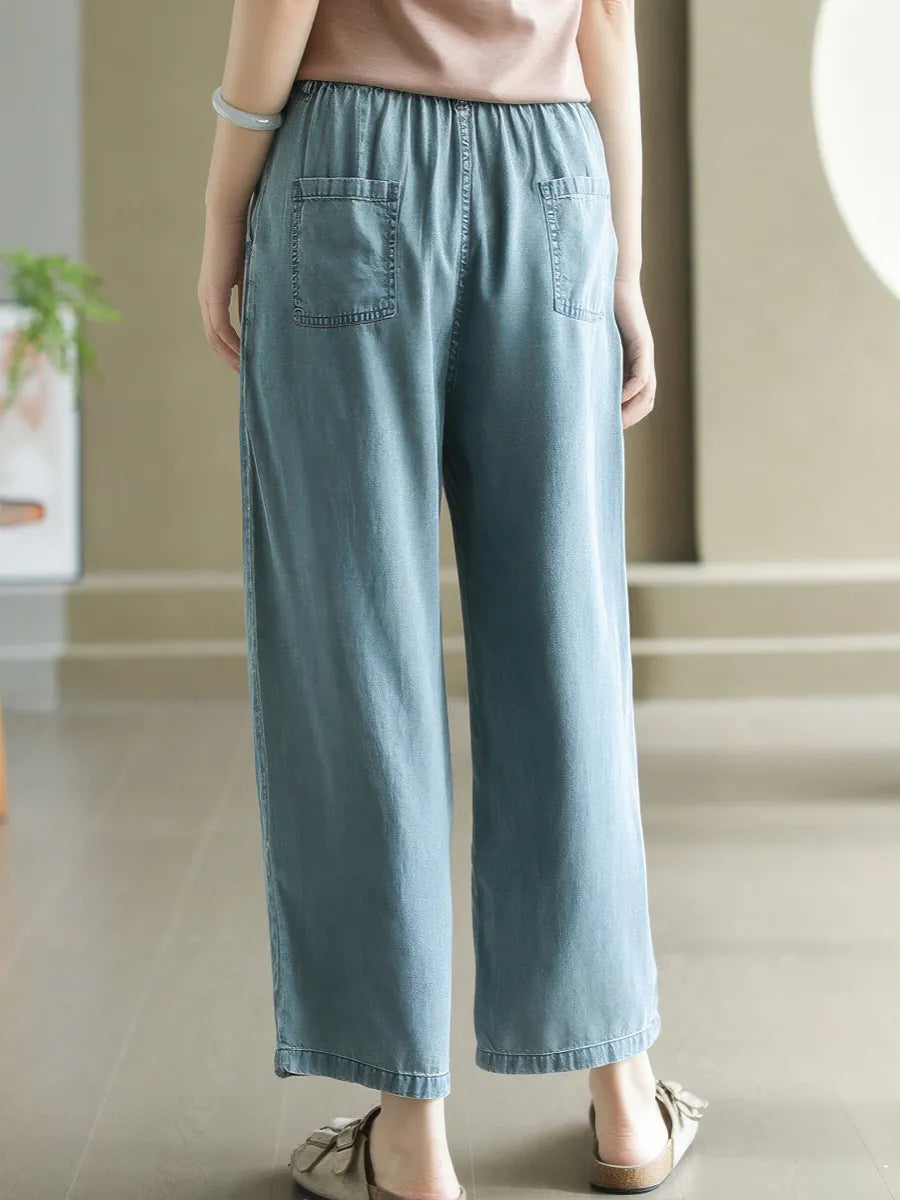 Solid Color Cool Straight Jeans for Women