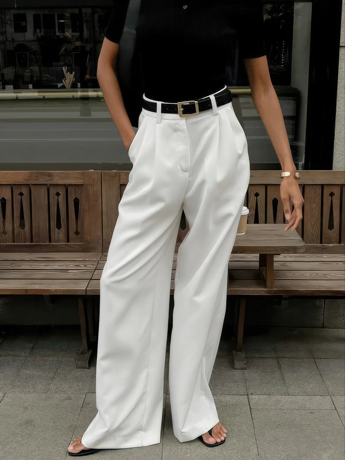 High-Waisted Simple Casual Pants for Women