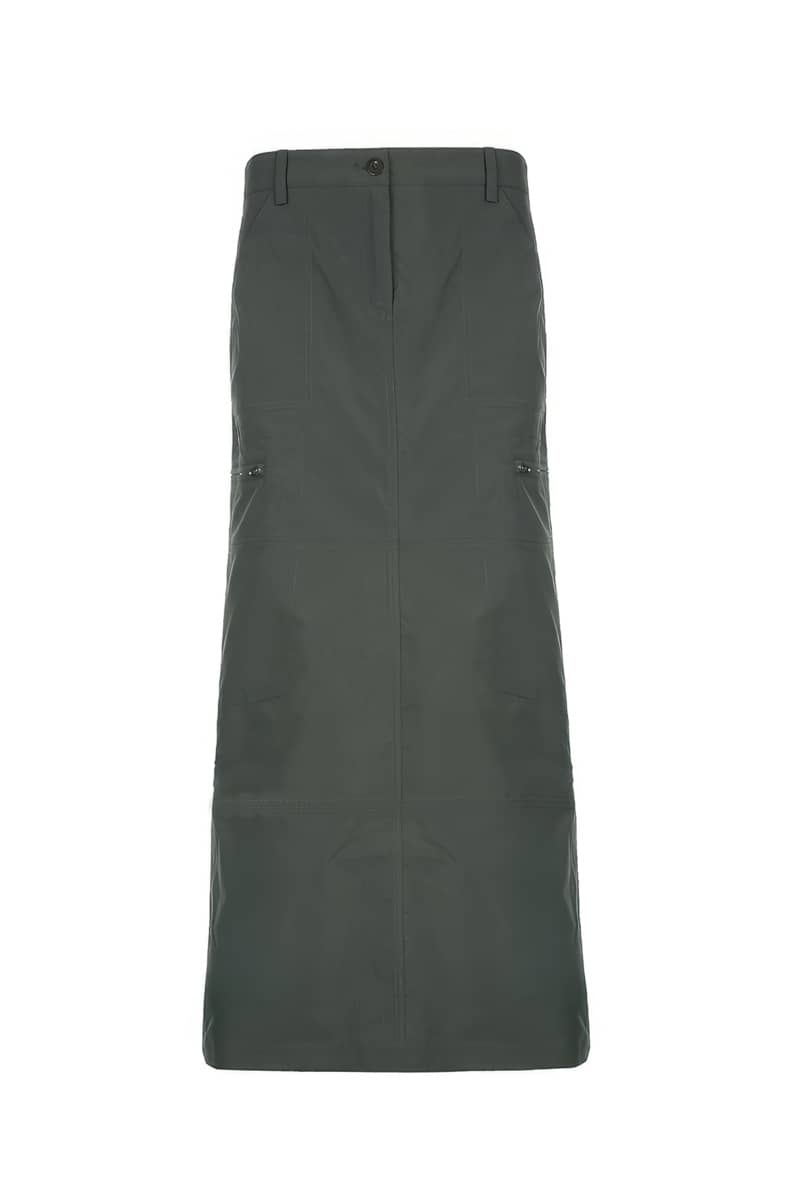 Casual Low-Waist Side-Slit Midi Skirt