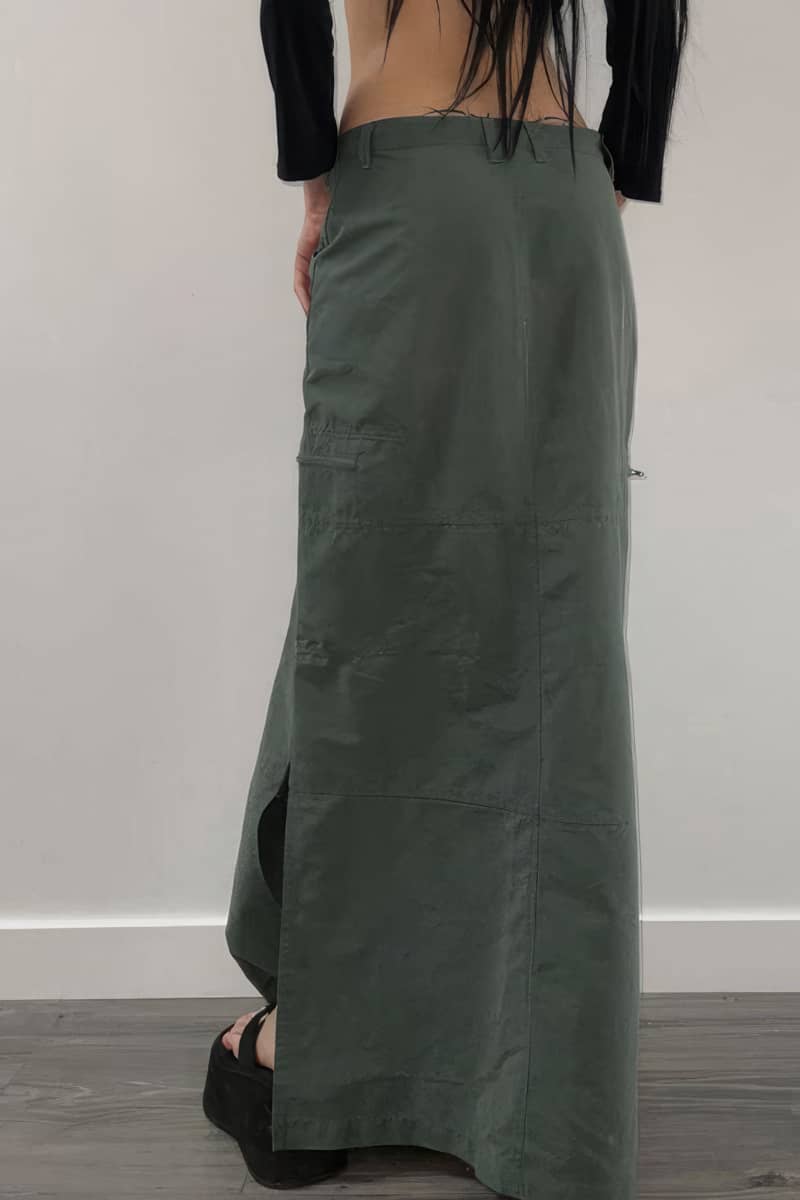 Casual Low-Waist Side-Slit Midi Skirt