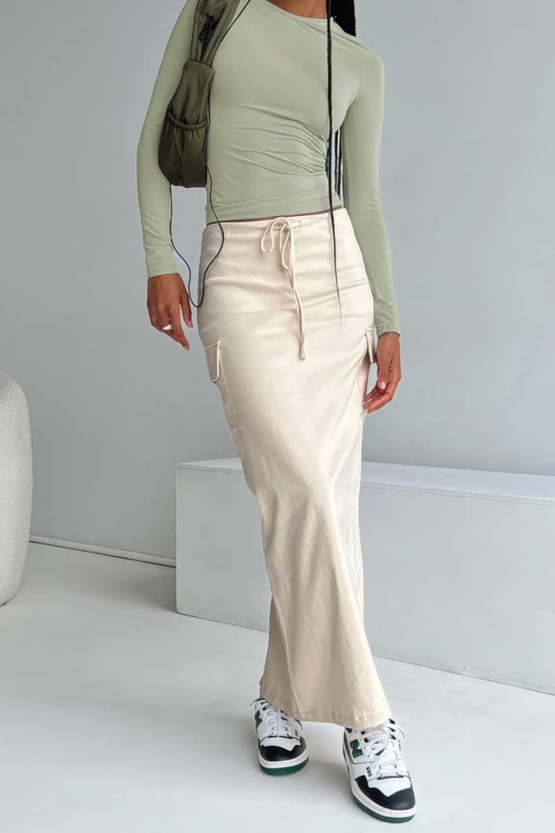 High-waisted Slimming Straight Cotton Skirt