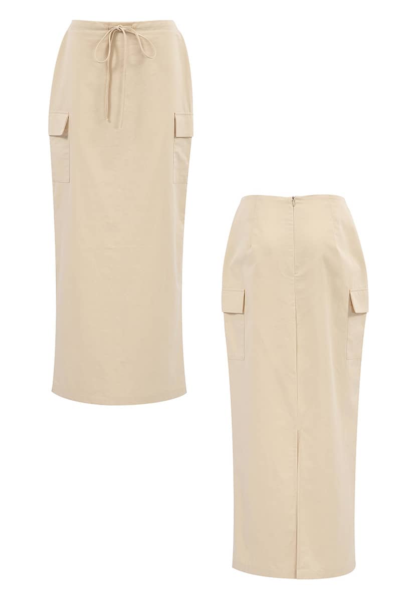 High-waisted Slimming Straight Cotton Skirt