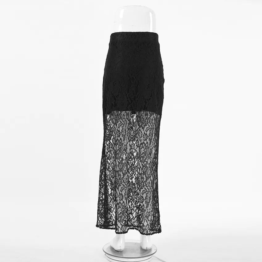 Black Lace See-through Skirt
