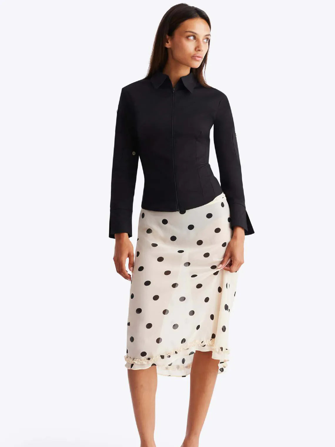 High-Waisted Polka Dot Skirt
