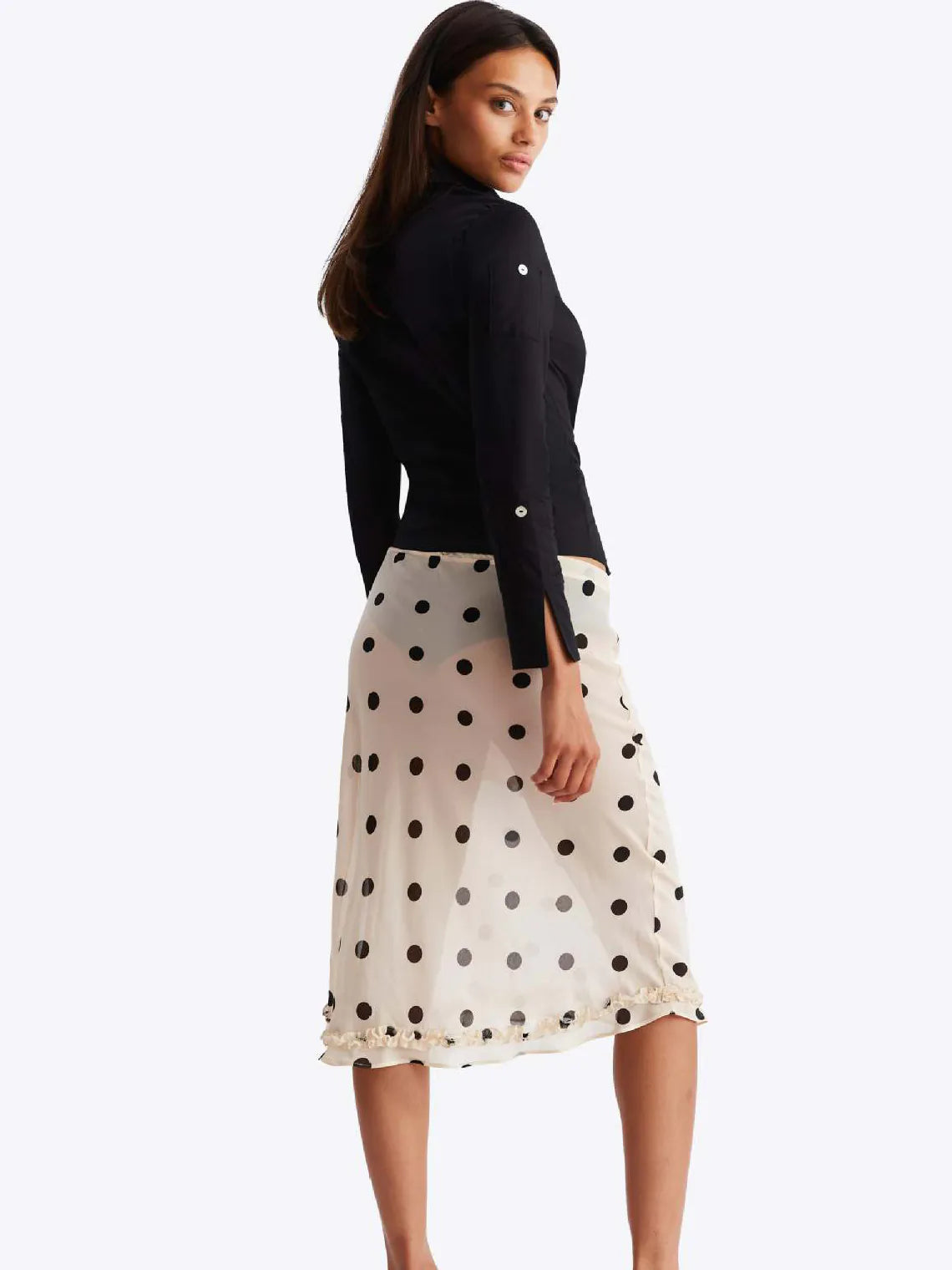 High-Waisted Polka Dot Skirt