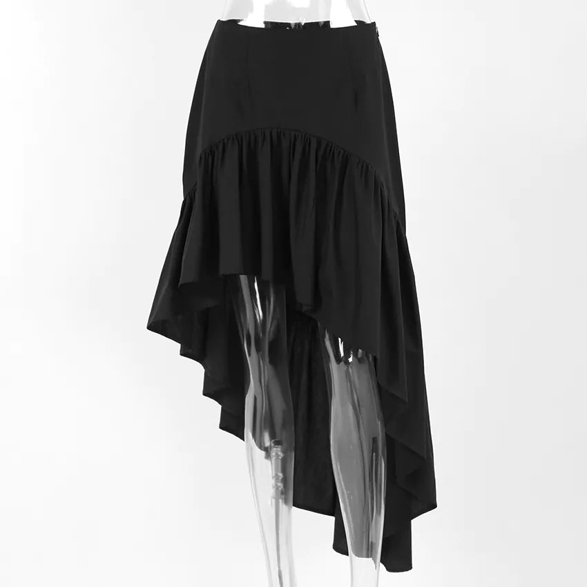 Ruffled Cotton Asymmetrical Skirt