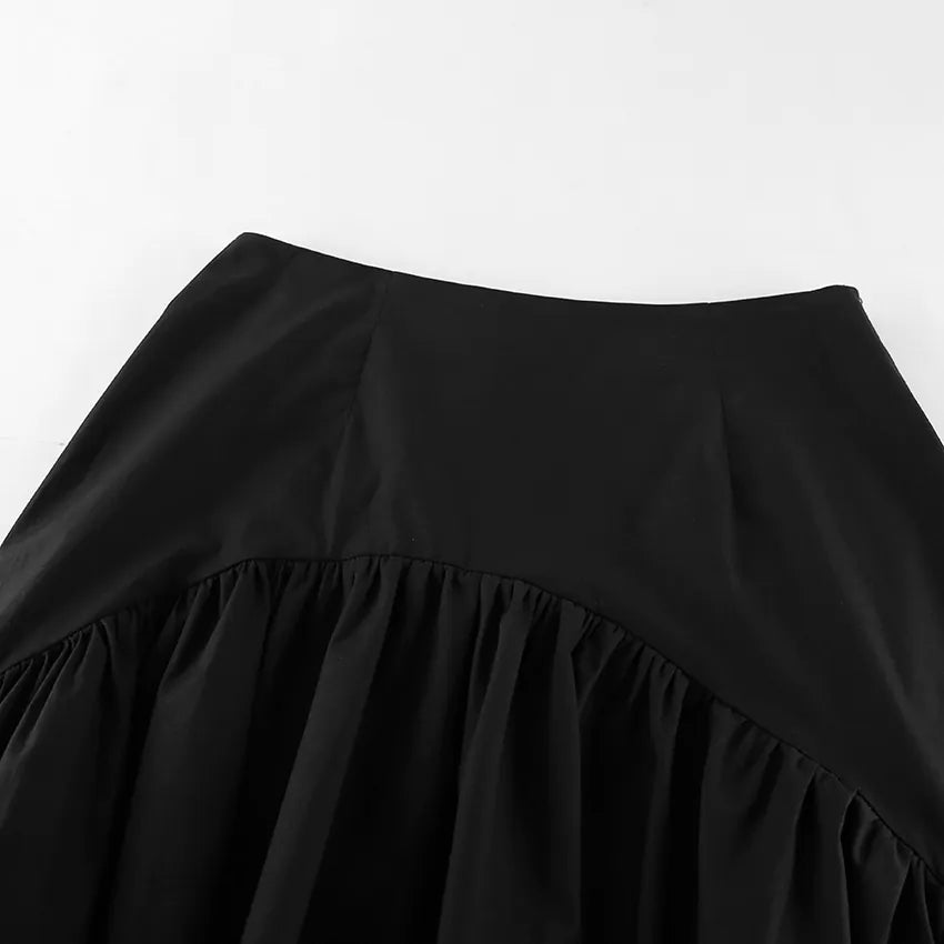 Ruffled Cotton Asymmetrical Skirt