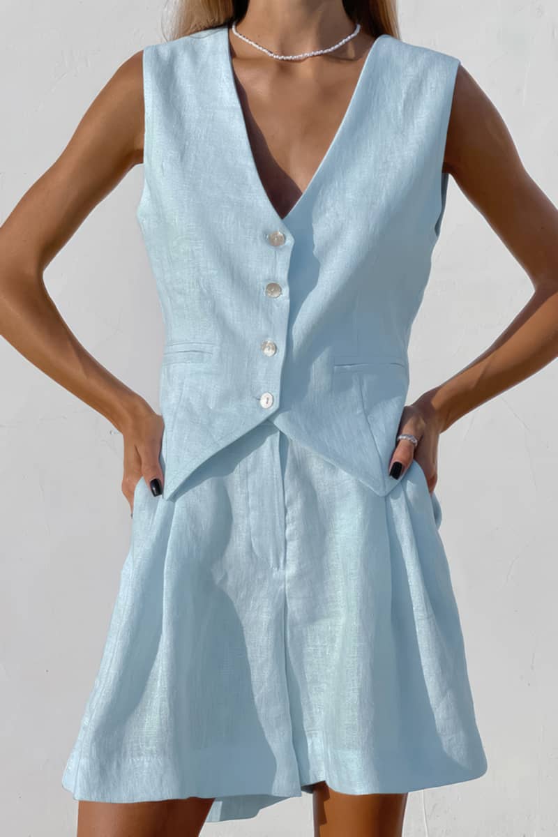 Cotton Two-Piece Set: Vest and Shorts