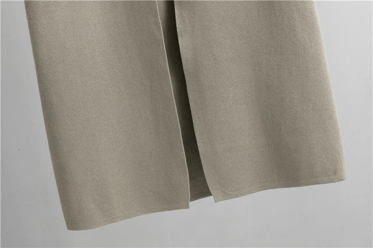 Knitted sleeveless vest sweater cardigan pants three-piece set