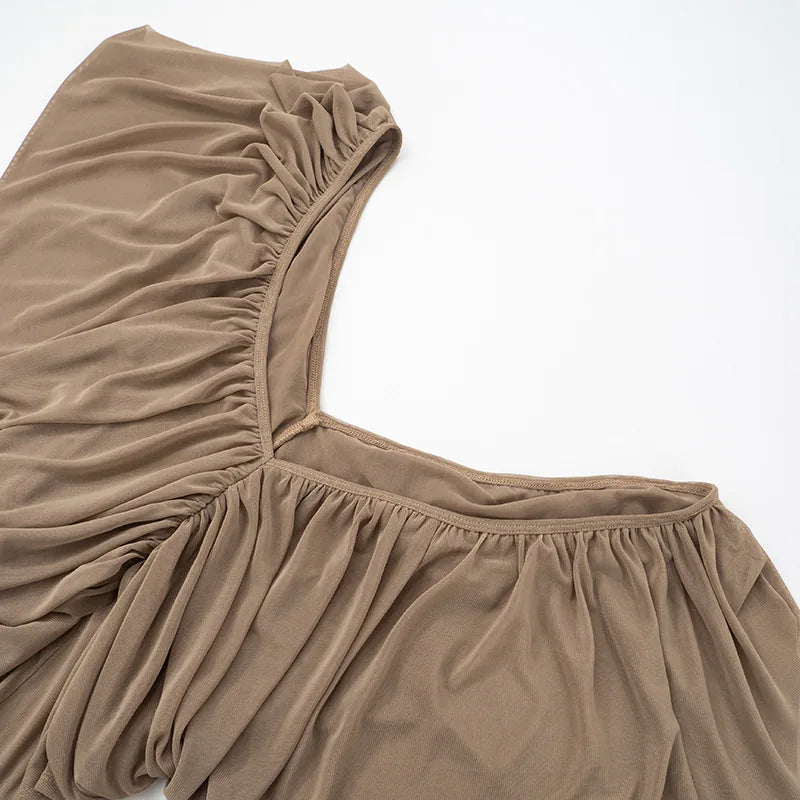 Chiffon Shirred Miniskirt Set