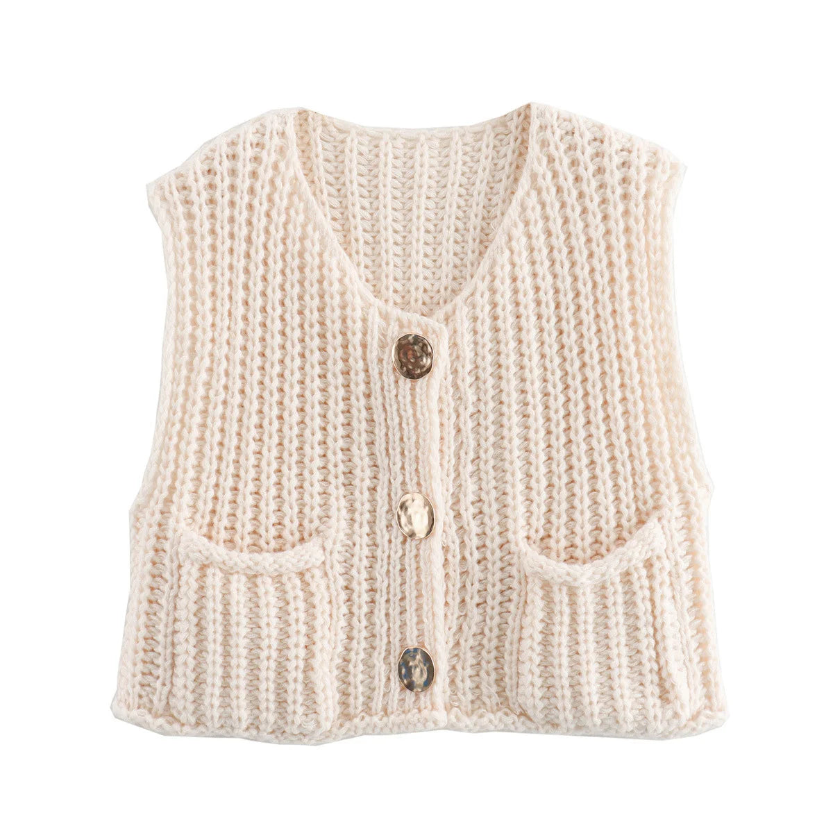 Sleeveless Short Knit Cardigan for Women