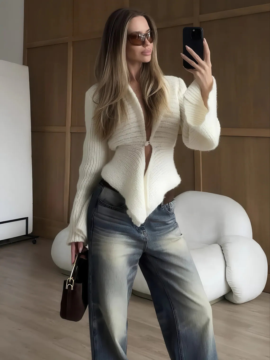 Women's Knitted Cardigan V-Neck Sweater Jacket