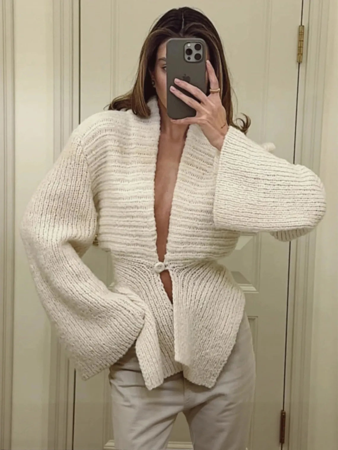 Women's Knitted Cardigan V-Neck Sweater Jacket