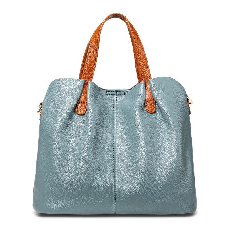 Casual large-capacity PU Leather Tote bag Blue | IFAUN