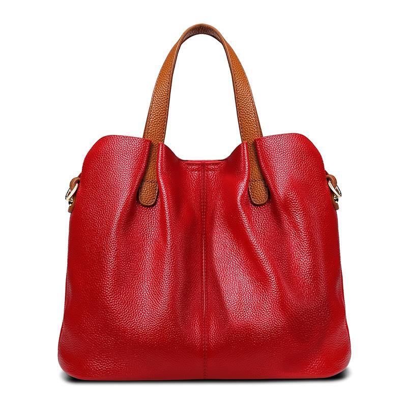 2021 Casual large-capacity PU Leather Tote bag Red | IFAUN