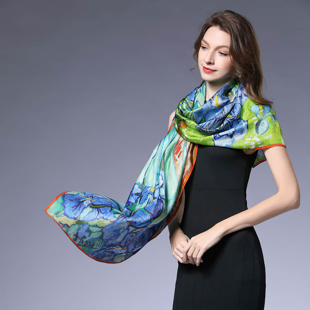 Fashion Women Shawl Print Silk Scarf One Size | IFAUN