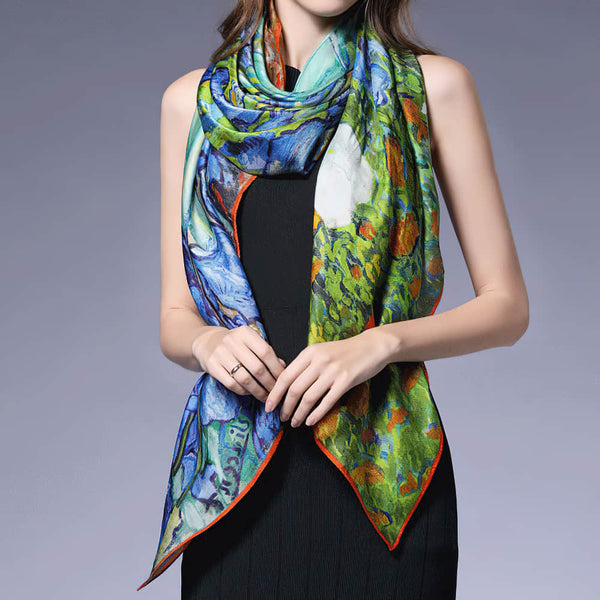 Fashion Women Shawl Print Silk Scarf  | IFAUN