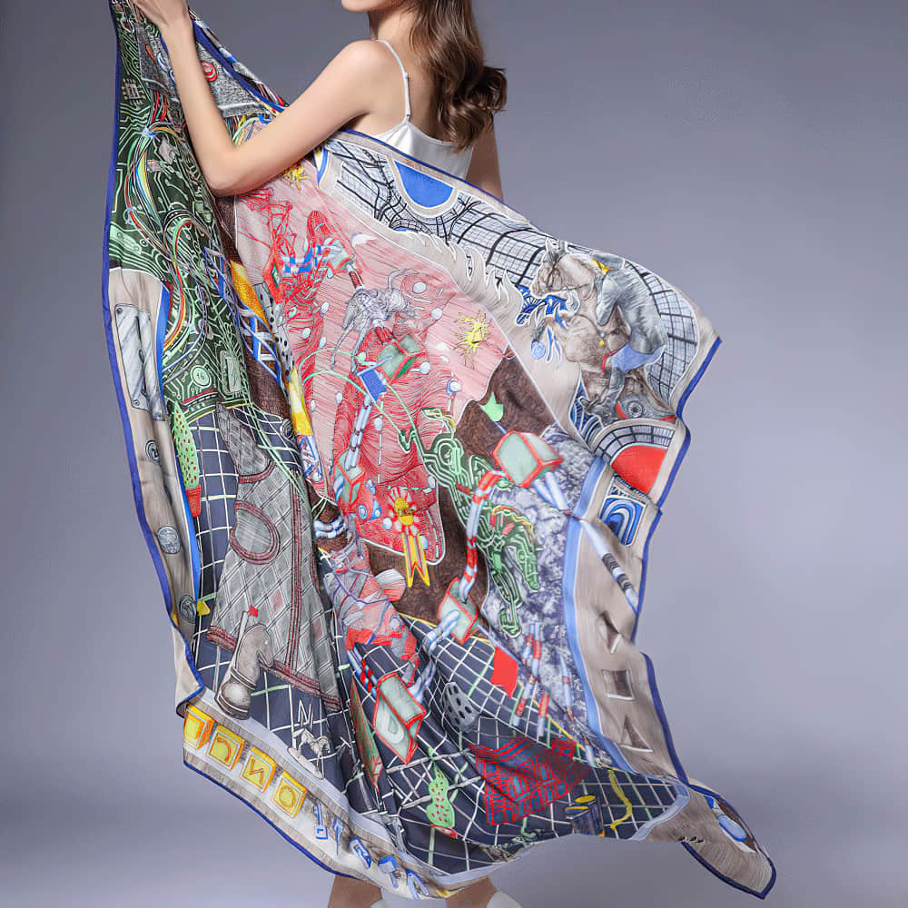 Fashion Women Shawl Print Silk Scarf One Size | IFAUN