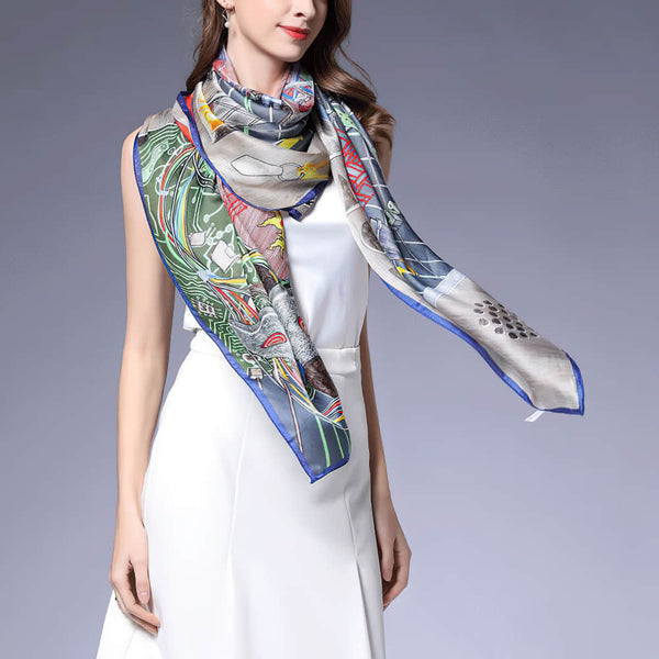 Fashion Women Shawl Print Silk Scarf  | IFAUN
