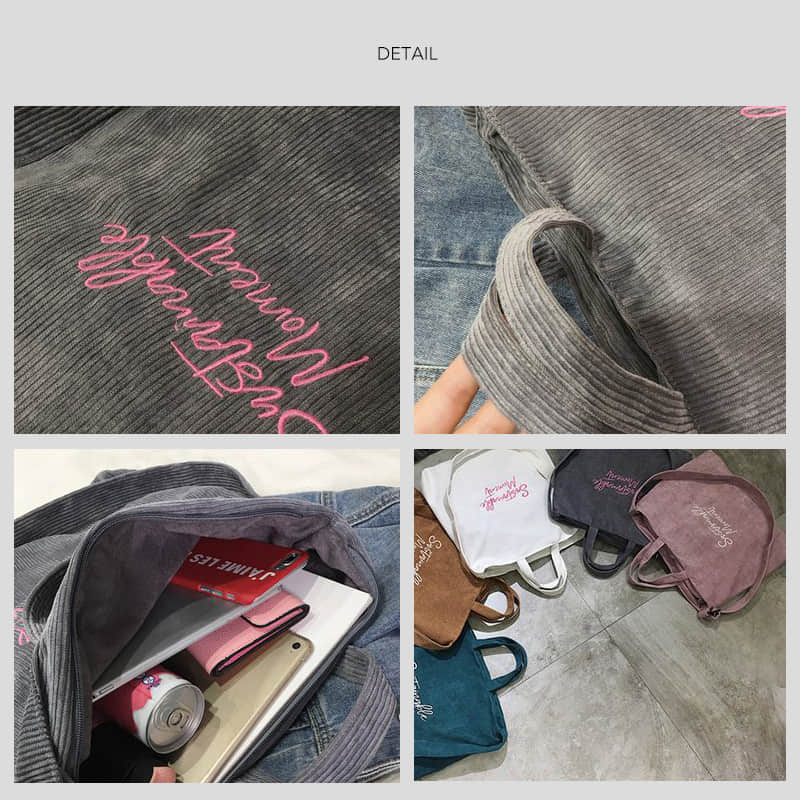 Fashion Tote Shoulder corduroy Bag  | IFAUN