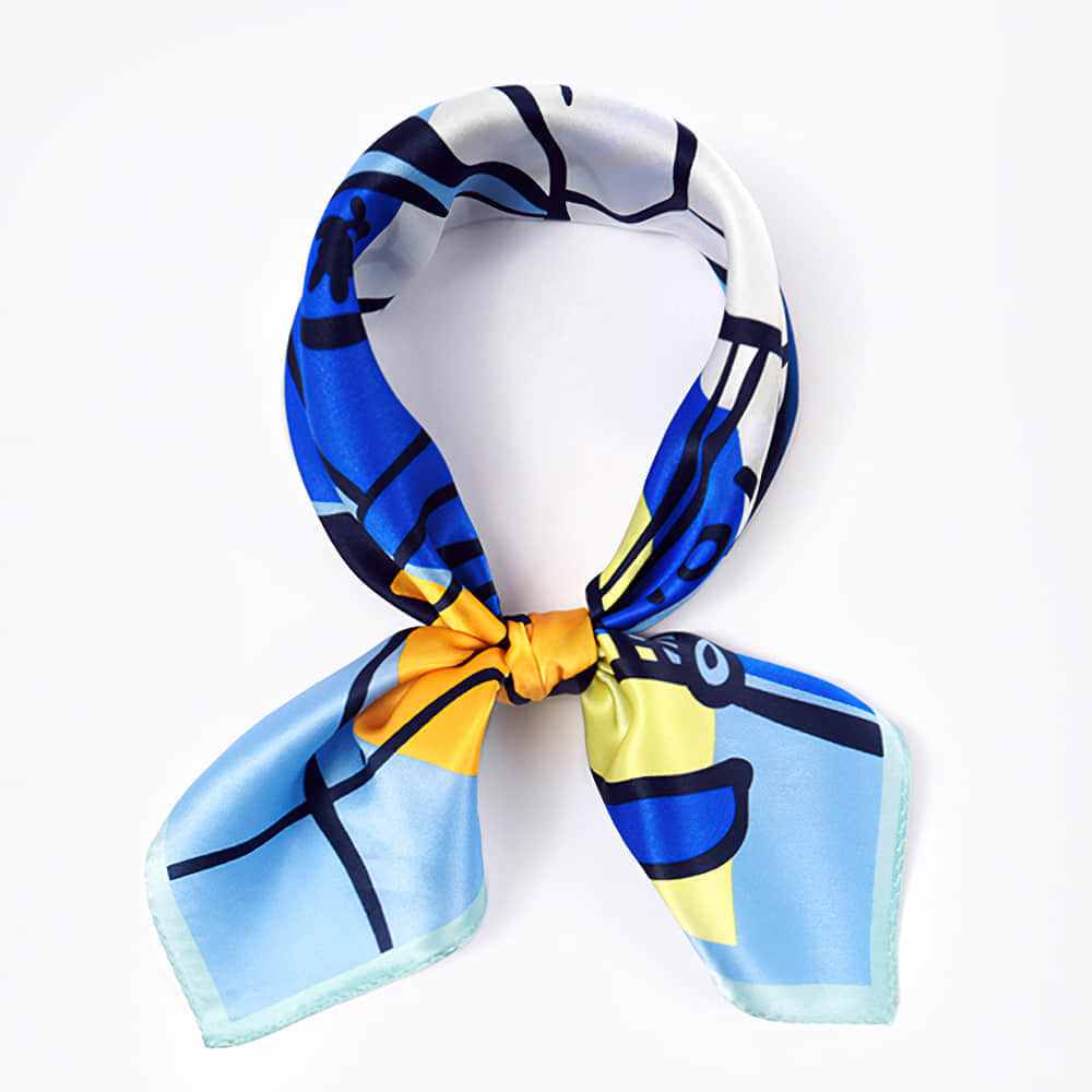 Fashion silk scarf Blue | IFAUN
